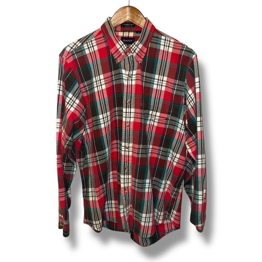 GANT Red Plaid Cambridge Flannel Button Down Sz L